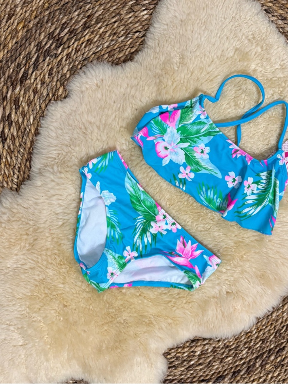 Kanu Surf Girls Blue Tropical Floral Two-Piece Swimsuit